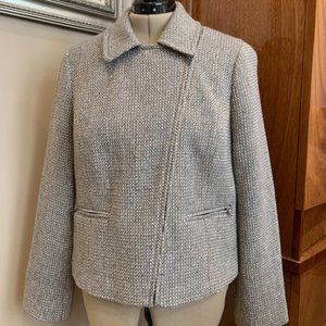 Talbots Blazer/Jacket, light gray/tan/silver/beige subtle weave.  Size 14
